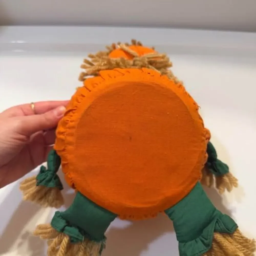 Vintage Pumpkin Scarecrow Wicker Candy Basket Halloween Decor Bowl Y2K Cozy Prim